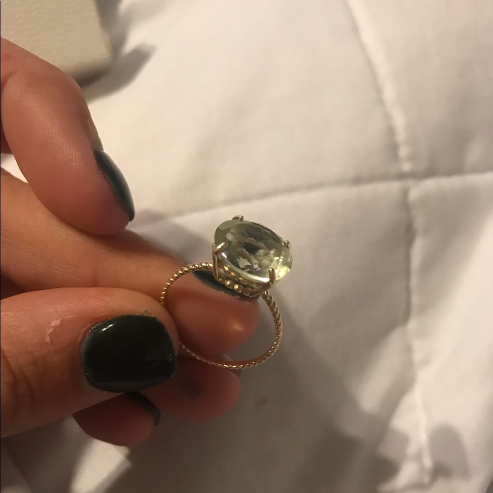 14K Gold With Green Amethyst stone